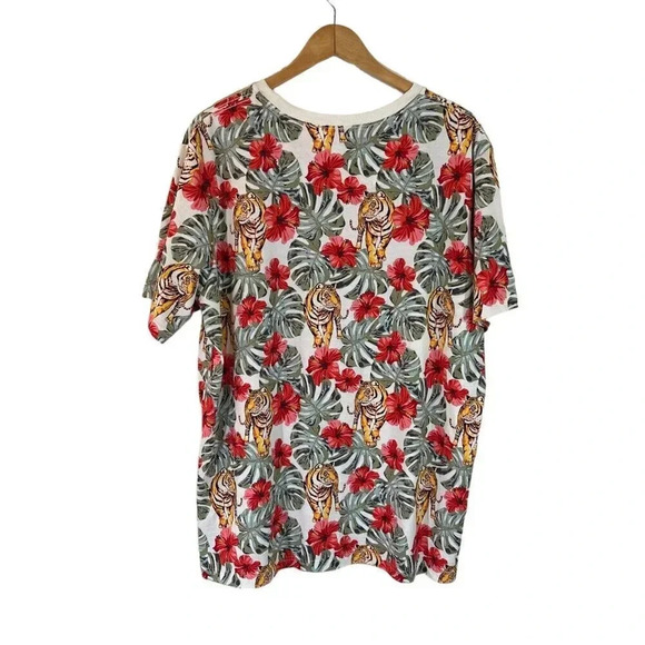 No Boundaries Tiger Jungle Safari Theme T Shirt XL Floral Tropical Colorful Knit - Picture 2 of 6